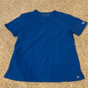 NWOT easy stretch blue scrub top size medium
